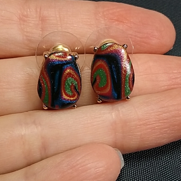 Unique one of a kind hand painted feather earrings lightweight statement earrings dangle earrings artistic earrings painted earrings leather